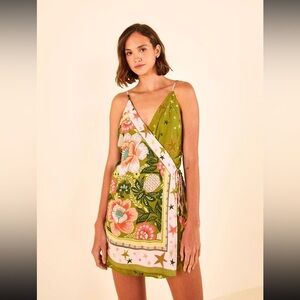 Farm Rio Romper Stars and Flowers Wrap detail Size XS NWT